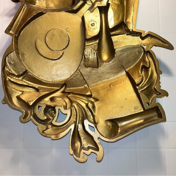 Vtg (71) Gold harp Lute sheet song Music Wall Hanging plastic Art piece 20”X30” - Picture 7 of 8